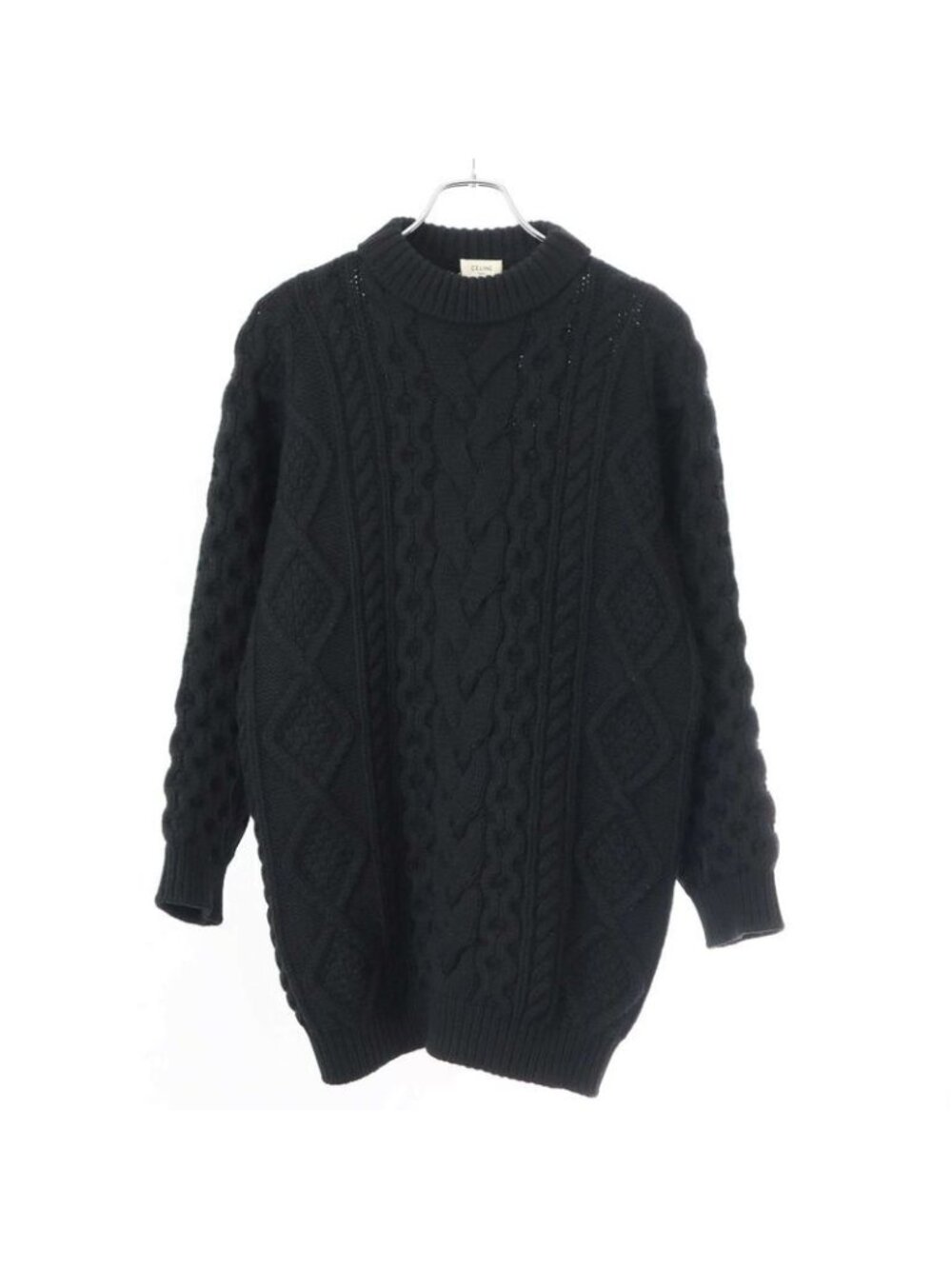 Celine Wool Cashmere Cable Knit Sweater 2 D Black